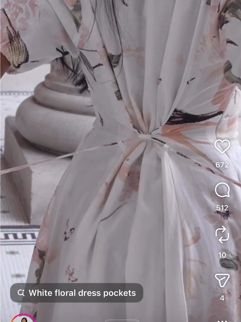 Brand New Chillinen White Bird Floral Linen Dress with Puff Sleeves size L - Picture 5 of 8